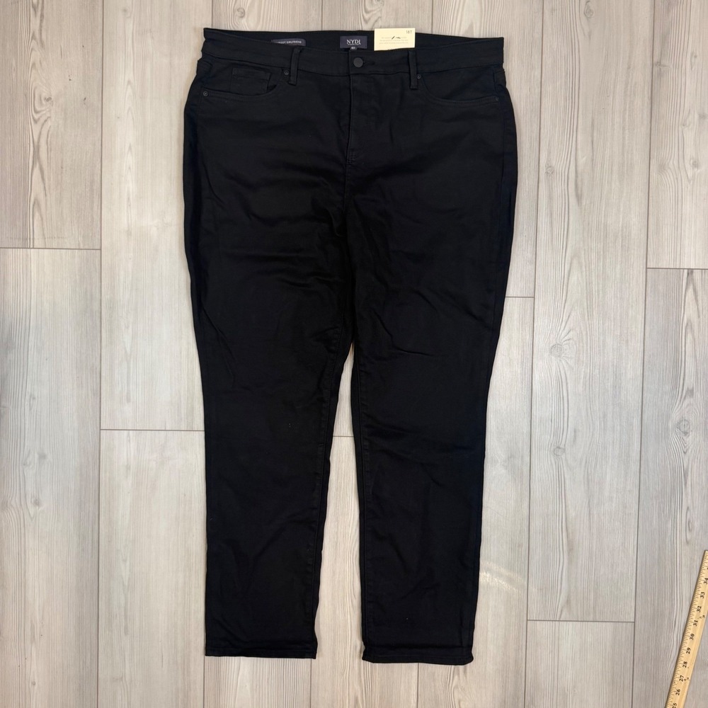 NYDJ Margot Girlfriend Jeans Black Cool Embrace Lift Tuck 18T MCWD8215T NEW